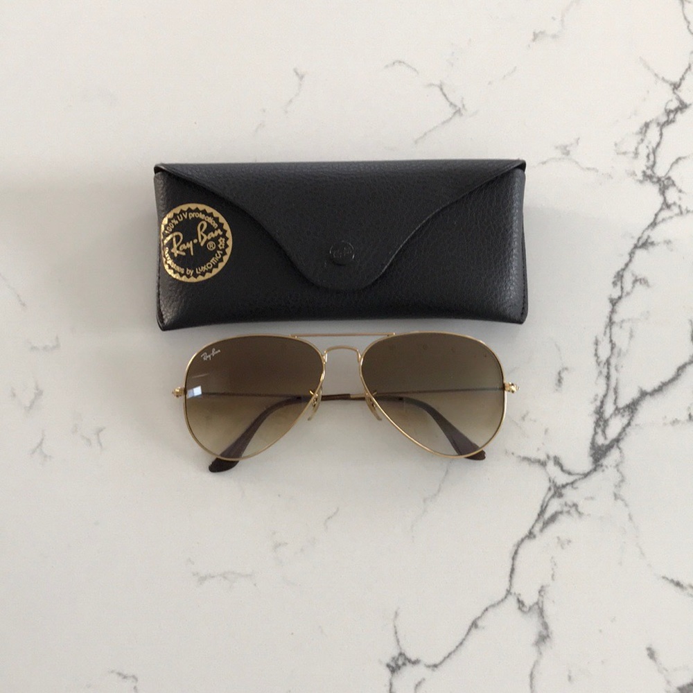 Ray-Ban Aviator Sunglasses - Gold/Light Brown